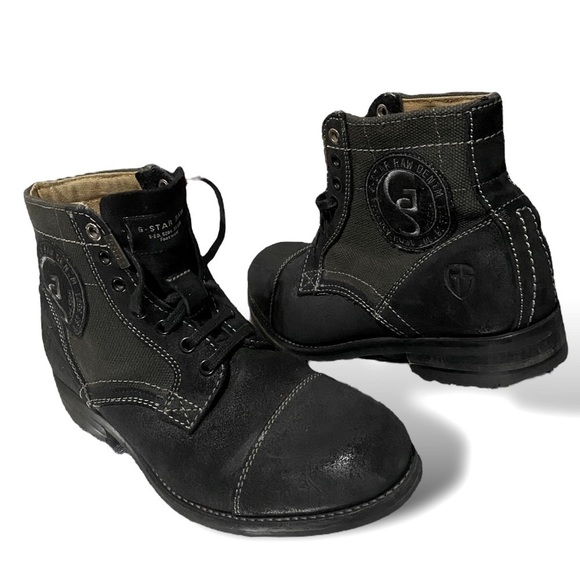 G-STAR RAW Denim & Suede Leather Tie-Up Boots Mens 7 Black Style GS11036…Grunge - Picture 8 of 13